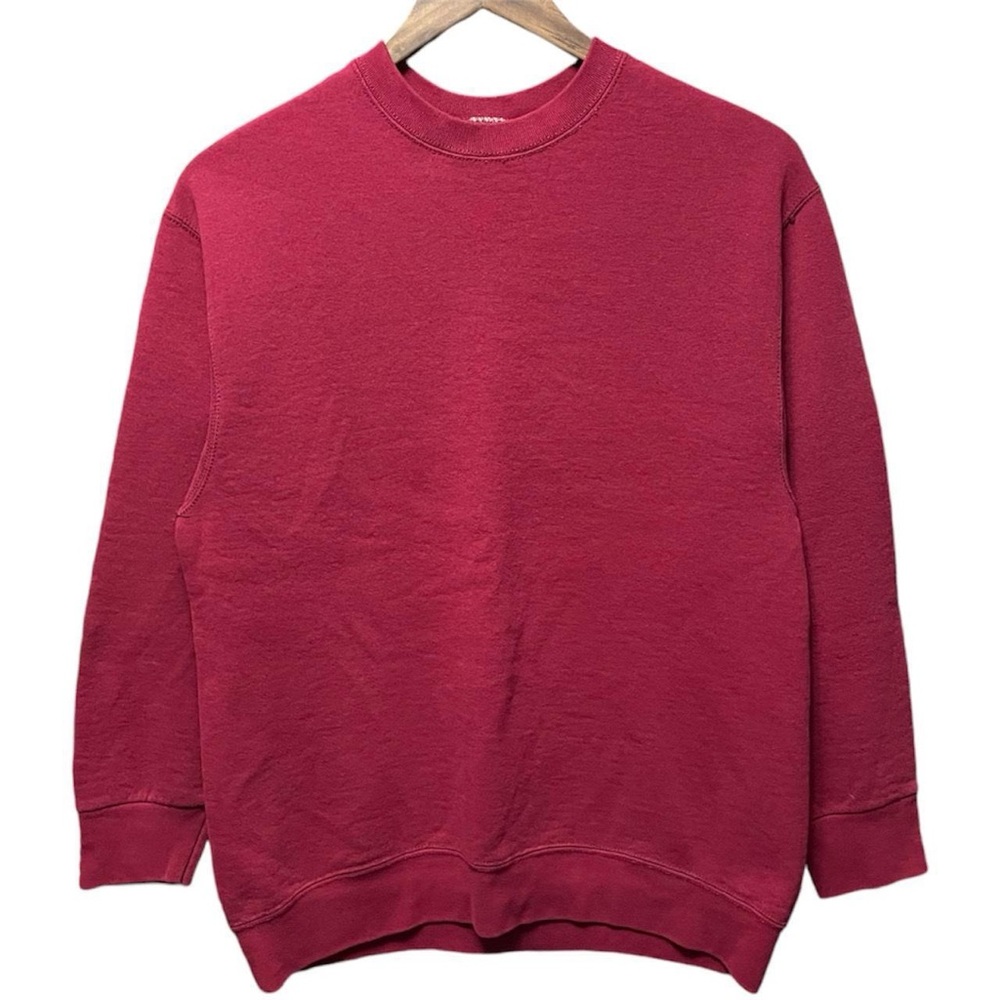 vintage blank 90s maroon burgundy long sleeve crewneck casual sweater sweatshirt